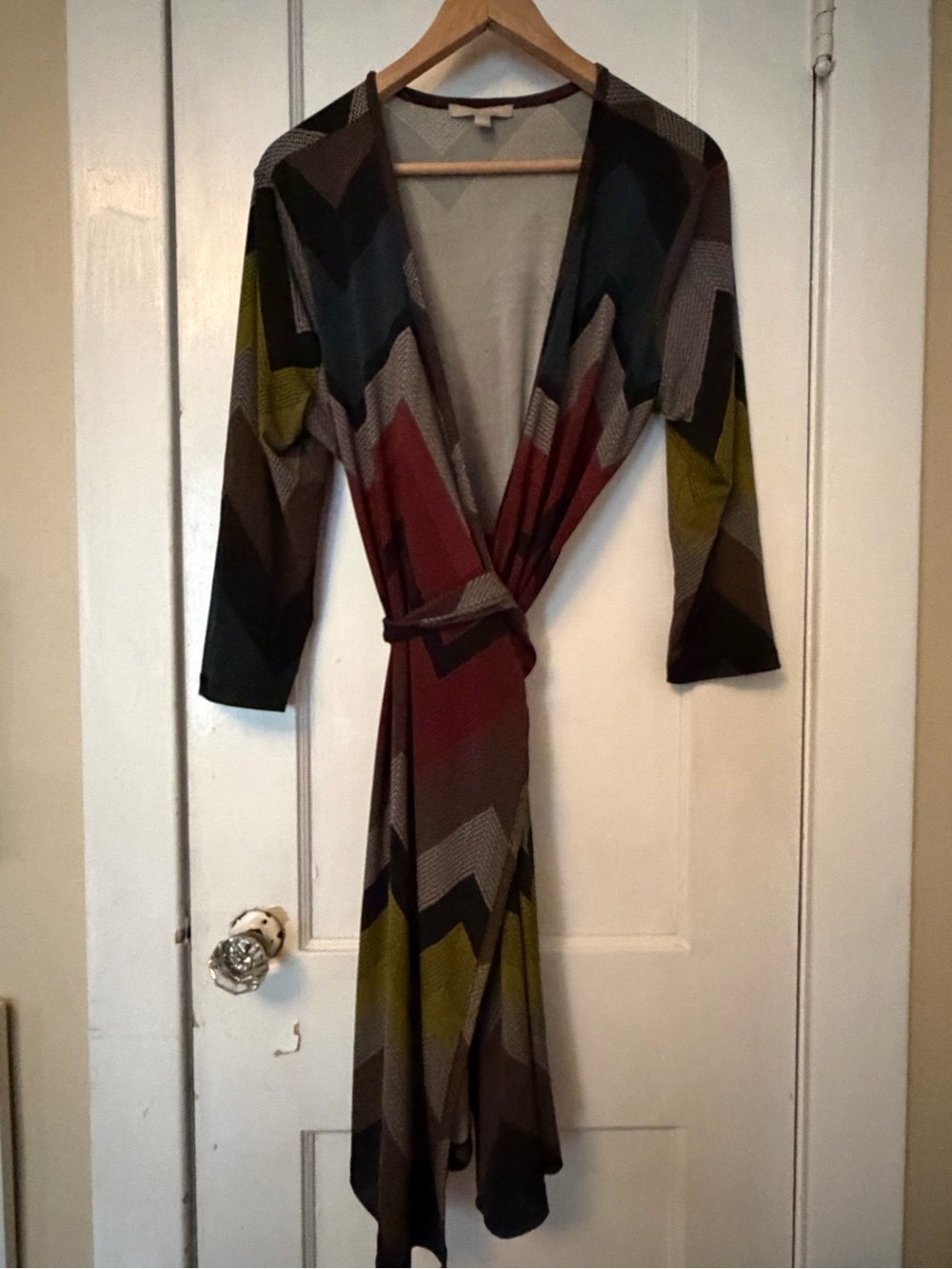 Banana Republic Chevron Wrap Dress in Olive, Burgundy, Teal